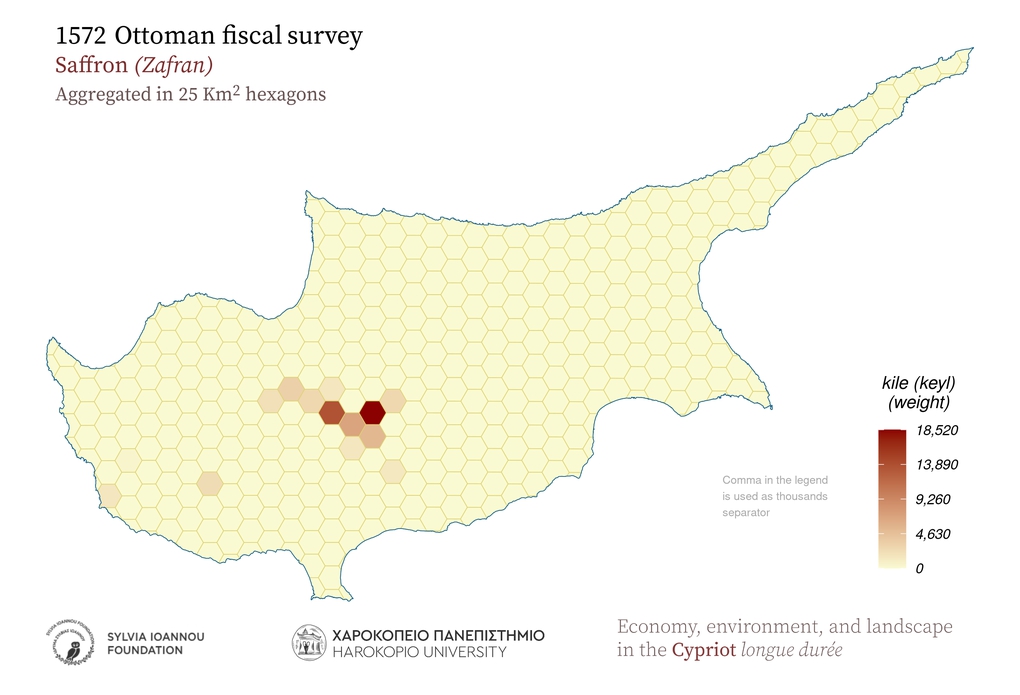 1572, Saffron, Aggregated in 25 sq.km hexagons