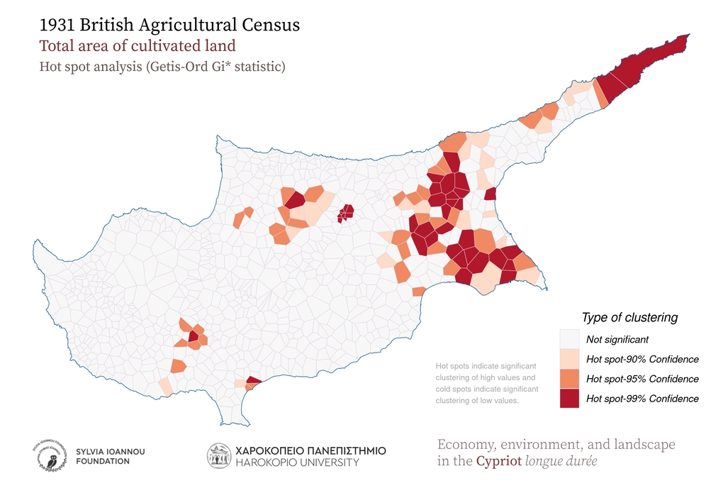 1931, Cultivated land, Hot spot analysis (Getis-Ord Gi* statistic)