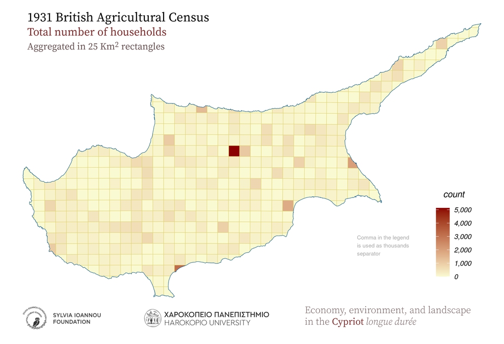 1931, Households, Aggregated in 25 sq.km rectangles