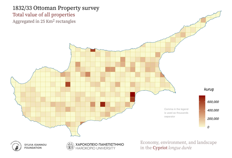 1833, All properties (values), Aggregated in 25 sq.km rectangles
